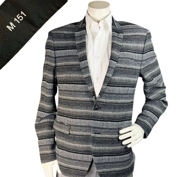 M151 Men’s Blazer Size L (42) Multi- Banded Textured Modern Casual Sport Jacket - Picture 1 of 14
